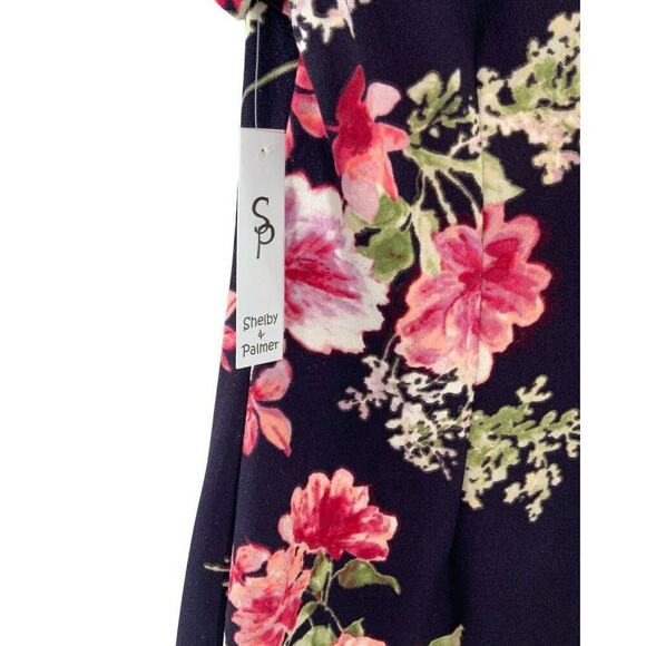 Shelby & Palmer Dress Womens Sz 12 Multicolor Floral Neck Bow Back Zipper Sheath - Picture 8 of 10